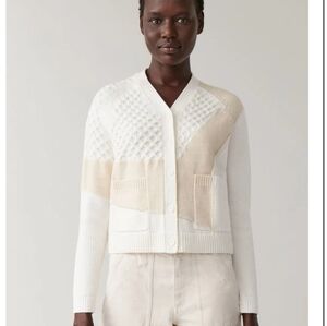 COS Multi-Stitch Cream And White Cardigan XS